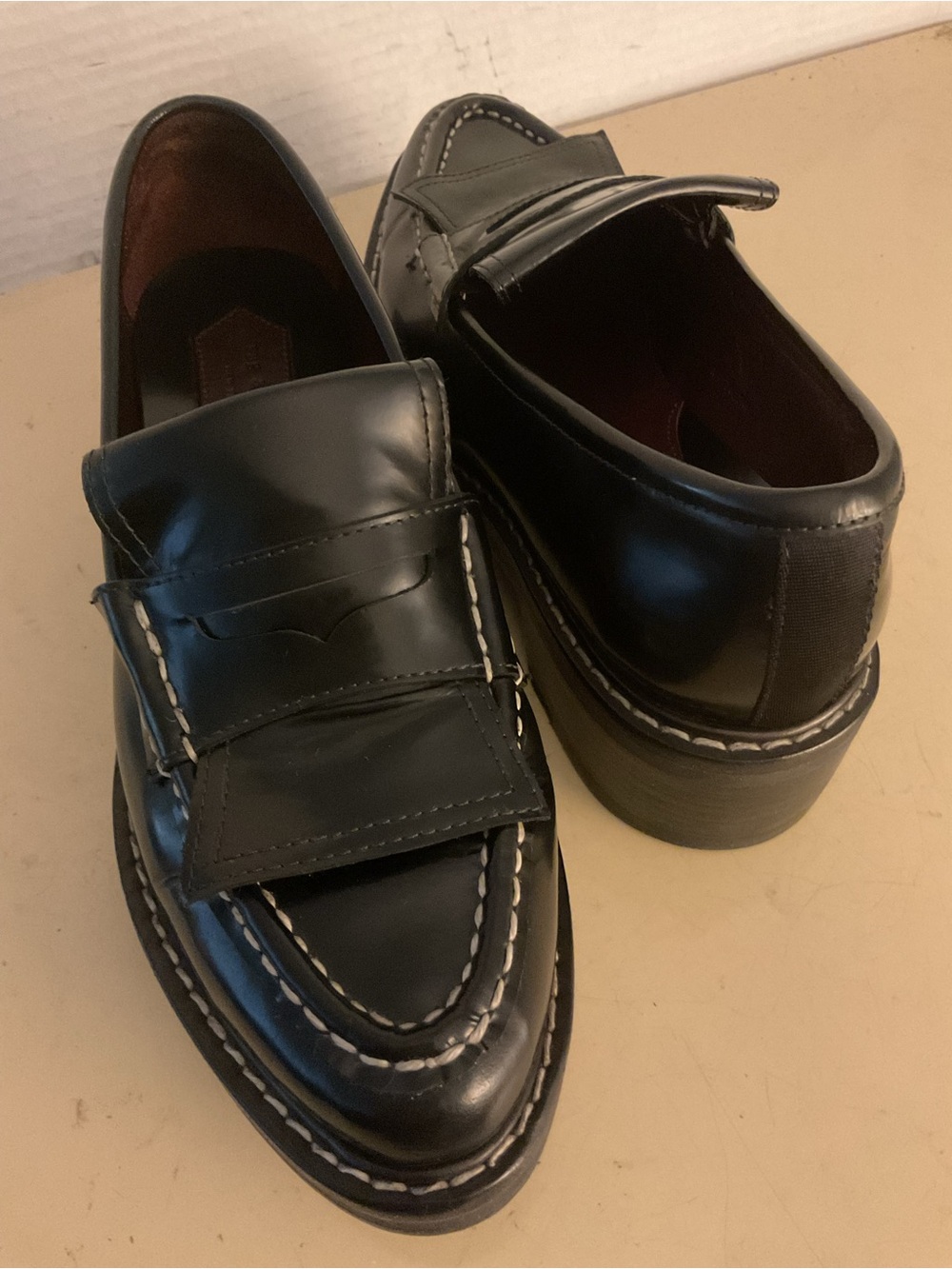 rag & bone women Black Leather platform loafer heel shoes US 7.5 - Picture 11 of 11